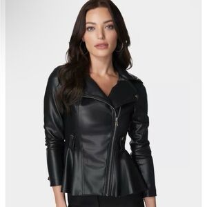 Vegan Leather Moto Peplum Jacket BEBE BRAND NEW WITH TAGS